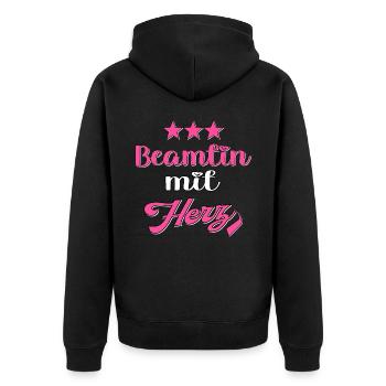 Beamtin mit Herz Verbeamtung Beamter Beamtin - Unisex Premium Bio Zip Hoodie - Schwarz - Hinten - Nico (187cm)