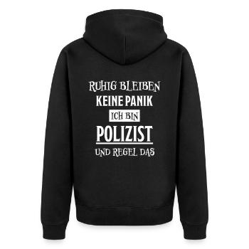 Polizist Lustiger Spruch Polizei Polizist Geschenk - Unisex Premium Bio Zip Hoodie - Schwarz - Hinten - Nico (187cm)