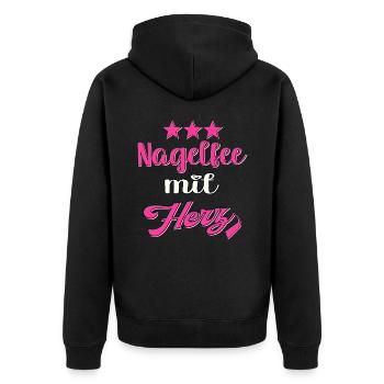 Kosmetik Nageldesignerin Nagelstudio Nageldesign - Unisex Premium Bio Zip Hoodie - Schwarz - Hinten - Nico (187cm)