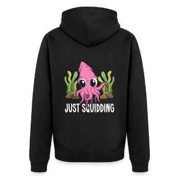 Marine Biology Just Squidding Underwater Biologist - Unisex Premium Bio Zip Hoodie - Schwarz - Hinten - Nico (187cm)