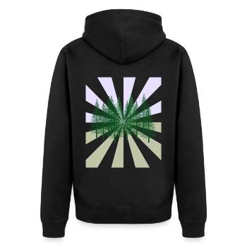 Strahlen Wald Tannen Wildnis Flora Ökologie - Unisex Premium Bio Zip Hoodie - Schwarz - Hinten - Nico (187cm)