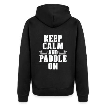 Behalten Sie Ruhe Und Paddeln Sie Mit Dem Dragon - Unisex Premium Bio Zip Hoodie - Schwarz - Hinten - Nico (187cm)