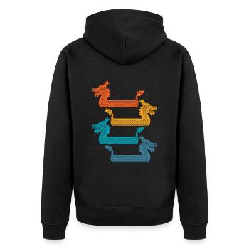 Retro-drachenboot-paddler, Die Kanu Paddeln - Unisex Premium Bio Zip Hoodie - Schwarz - Hinten - Nico (187cm)
