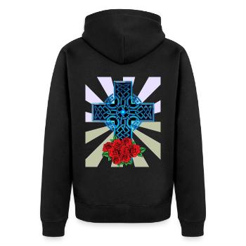 Weihnachtsgeschenk Christentum Kreuz Jesus Gott - Unisex Premium Bio Zip Hoodie - Schwarz - Hinten - Nico (187cm)