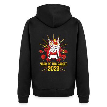 Zodiac Happy Chinese New Year of the Rabbit 2023 - Unisex Premium Bio Zip Hoodie - Schwarz - Hinten - Nico (187cm)