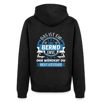Bernd Name Vorname Namenstag Namensgeschenk - Unisex Premium Bio Zip Hoodie - Schwarz - Hinten - Nico (187cm)