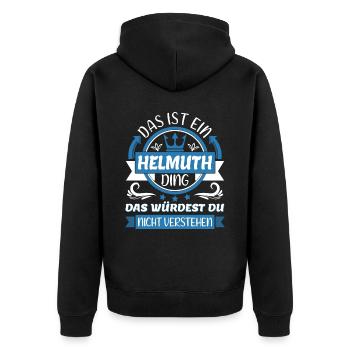Helmuth Name Vorname Namenstag Namensgeschenk - Unisex Premium Bio Zip Hoodie - Schwarz - Hinten - Nico (187cm)