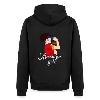 Armenian girl, armenia - Unisex Premium Bio Zip Hoodie - Schwarz - Hinten - Nico (187cm)