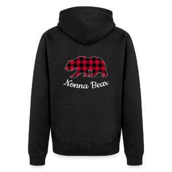 Nonna Bear - Unisex Premium Bio Zip Hoodie - Schwarz - Hinten - Nico (187cm)