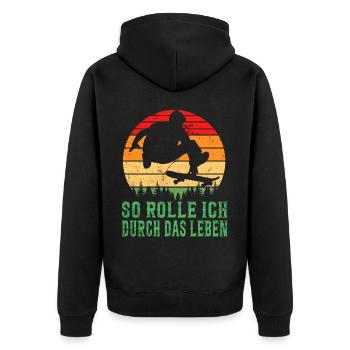 Skateboarder Skateboarding Skaten Skater - Unisex Premium Bio Zip Hoodie - Schwarz - Hinten - Nico (187cm)