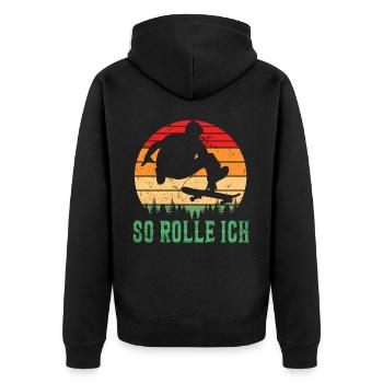 Skateboarder Skateboarding Skaten Skater - Unisex Premium Bio Zip Hoodie - Schwarz - Hinten - Nico (187cm)