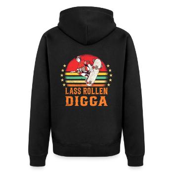 Skateboarder Skateboarding Skaten Skater - Unisex Premium Bio Zip Hoodie - Schwarz - Hinten - Nico (187cm)