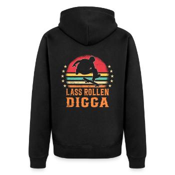 Skateboarder Skateboarding Skaten Skater - Unisex Premium Bio Zip Hoodie - Schwarz - Hinten - Nico (187cm)