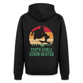 Skateboarder Skateboarding Skaten Skater - Unisex Premium Bio Zip Hoodie - Schwarz - Hinten - Nico (187cm)