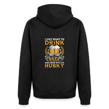 Husky - Unisex Premium Organic Zip Hoodie - black - Back - Nico (187cm)