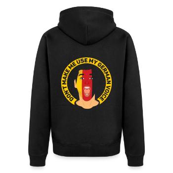 Ne forcez pas ma voix allemande allemande - Veste à capuche bio Premium Unisexe - noir - Dos - Nico (187cm)