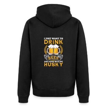 Husky Hund Hunde Siberian Husky Geschenk - Unisex Premium Bio Zip Hoodie - Schwarz - Hinten - Nico (187cm)