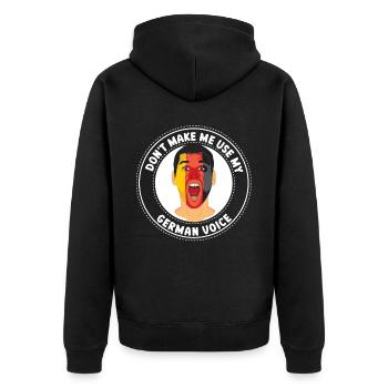 Ne forcez pas ma voix allemande allemande - Veste à capuche bio Premium Unisexe - noir - Dos - Nico (187cm)