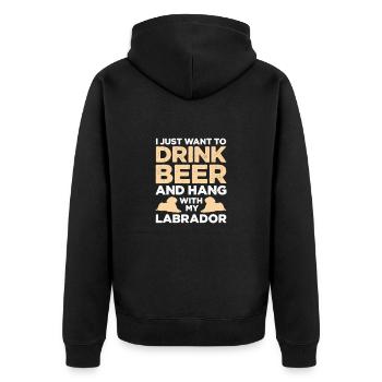 Labrador Hund Hunde Hunderasse Geschenk - Unisex Premium Bio Zip Hoodie - Schwarz - Hinten - Nico (187cm)
