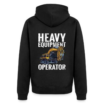 Lustige Bauarbeiter & Baustelle Baggerfahrer - Unisex Premium Bio Zip Hoodie - Schwarz - Hinten - Nico (187cm)