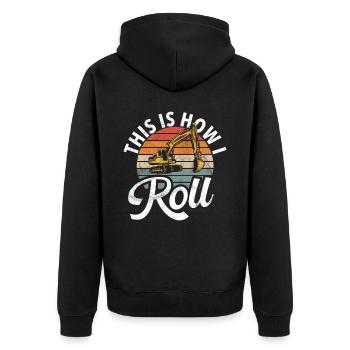 Funny construction workers & construction site excavator drivers - Unisex Premium Organic Zip Hoodie - black - Back - Nico (187cm)