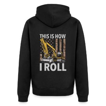 Lustige Bauarbeiter & Baustelle Baggerfahrer - Unisex Premium Bio Zip Hoodie - Schwarz - Hinten - Nico (187cm)