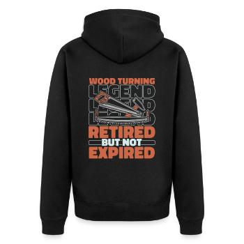 Woodturning turners in retirement - Unisex Premium Organic Zip Hoodie - black - Back - Nico (187cm)