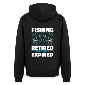 Retired fishing - Unisex Premium Organic Zip Hoodie - black - Back - Nico (187cm)