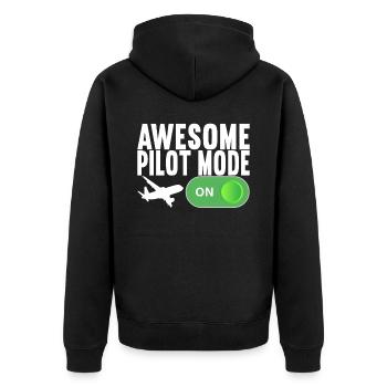 Pilot Flugzeug - Unisex Premium Bio Zip Hoodie - Schwarz - Hinten - Nico (187cm)