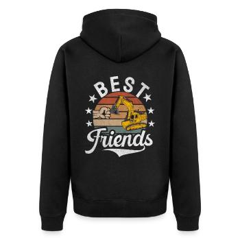 Funny construction workers & construction site excavator drivers - Unisex Premium Organic Zip Hoodie - black - Back - Nico (187cm)