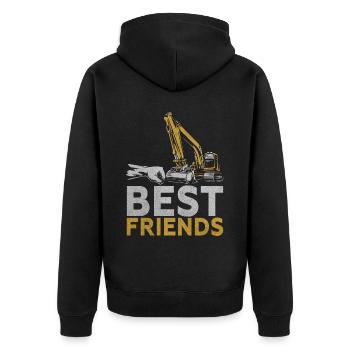 Lustige Bauarbeiter & Baustelle Baggerfahrer - Unisex Premium Bio Zip Hoodie - Schwarz - Hinten - Nico (187cm)