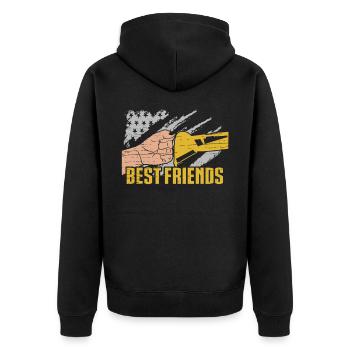 Lustige Bauarbeiter & Baustelle Baggerfahrer - Unisex Premium Bio Zip Hoodie - Schwarz - Hinten - Nico (187cm)
