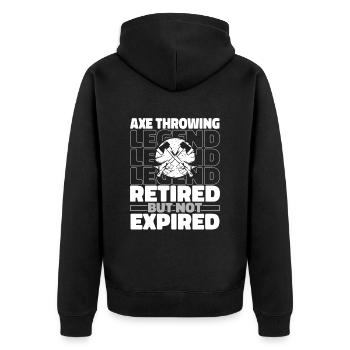 Axtwerfen Axtwerfer Im Ruhestand - Unisex Premium Bio Zip Hoodie - Schwarz - Hinten - Nico (187cm)
