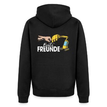 Lustige Bauarbeiter & Baustelle Baggerfahrer - Unisex Premium Bio Zip Hoodie - Schwarz - Hinten - Nico (187cm)