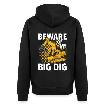 Drôles d’ouvriers de la construction et de conducteurs d’excavatrices de chantier - Veste à capuche bio Premium Unisexe - noir - Dos - Nico (187cm)