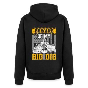 Drôles d’ouvriers de la construction et de conducteurs d’excavatrices de chantier - Veste à capuche bio Premium Unisexe - noir - Dos - Nico (187cm)