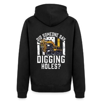 Lustige Bauarbeiter & Baustelle Baggerfahrer - Unisex Premium Bio Zip Hoodie - Schwarz - Hinten - Nico (187cm)