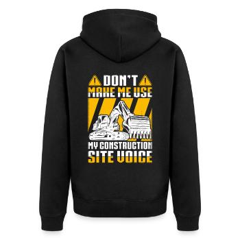 Lustige Bauarbeiter & Baustelle Baggerfahrer - Unisex Premium Bio Zip Hoodie - Schwarz - Hinten - Nico (187cm)