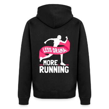 Weniger Drama Mehr Laufen Joggen Läufer Jogger - Unisex Premium Bio Zip Hoodie - Schwarz - Hinten - Nico (187cm)