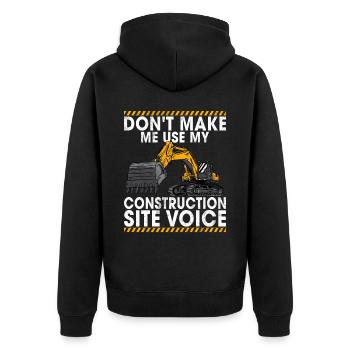 Drôles d’ouvriers de la construction et de conducteurs d’excavatrices de chantier - Veste à capuche bio Premium Unisexe - noir - Dos - Nico (187cm)