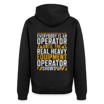 Lustige Bauarbeiter & Baustelle Baggerfahrer - Unisex Premium Bio Zip Hoodie - Schwarz - Hinten - Nico (187cm)