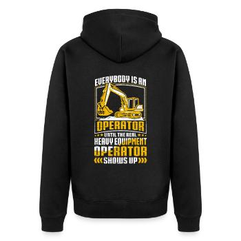 Drôles d’ouvriers de la construction et de conducteurs d’excavatrices de chantier - Veste à capuche bio Premium Unisexe - noir - Dos - Nico (187cm)