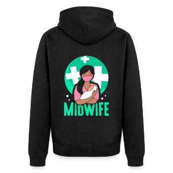Hebamme Geburtshilfe Sprüche Beruf Hebammen - Unisex Premium Bio Zip Hoodie - Schwarz - Hinten - Nico (187cm)