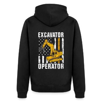 Lustige Bauarbeiter & Baustelle Baggerfahrer - Unisex Premium Bio Zip Hoodie - Schwarz - Hinten - Nico (187cm)