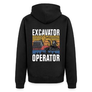 Lustige Bauarbeiter & Baustelle Baggerfahrer - Unisex Premium Bio Zip Hoodie - Schwarz - Hinten - Nico (187cm)