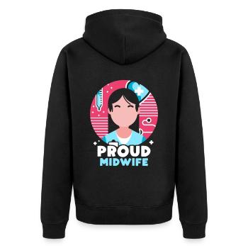 Stolze Hebamme Hebammen Geburtshilfe Beruf - Unisex Premium Bio Zip Hoodie - Schwarz - Hinten - Nico (187cm)