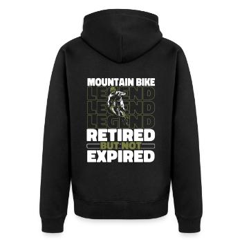 Mountain bike mountain biker Mtb retired - Unisex Premium Organic Zip Hoodie - black - Back - Nico (187cm)