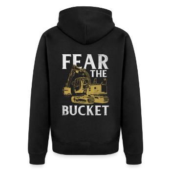 Lustige Bauarbeiter & Baustelle Baggerfahrer - Unisex Premium Bio Zip Hoodie - Schwarz - Hinten - Nico (187cm)