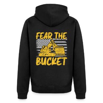 Funny construction workers & construction site excavator drivers - Unisex Premium Organic Zip Hoodie - black - Back - Nico (187cm)
