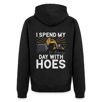 Funny construction workers & construction site excavator drivers - Unisex Premium Organic Zip Hoodie - black - Back - Nico (187cm)